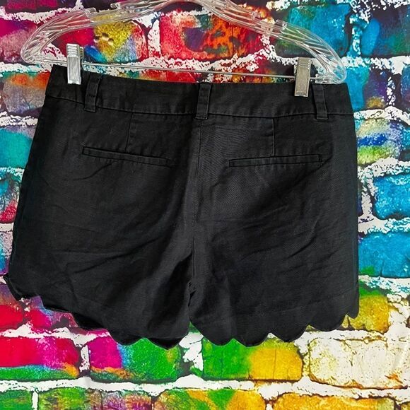 J. Crew Black Linen Blend Scallop Trim Shorts Size 4 - Picture 2 of 6